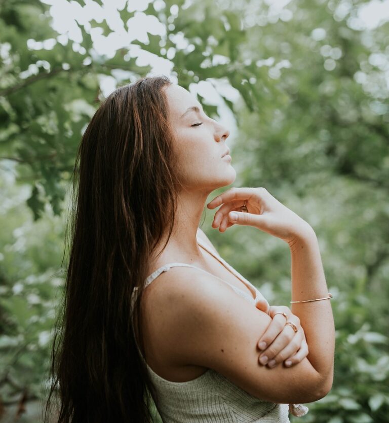 woman relaxed thinking